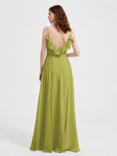 Spaghetti Straps V neck Dresses with Slit Clover