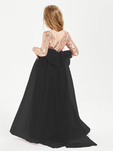 Glamorous Junior Bridesmaid Dresses Sequined Top Black