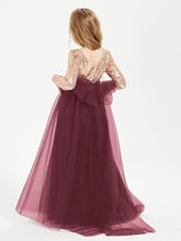 Glamorous Junior Bridesmaid Dresses Sequined Top Cabernet