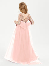 Glamorous Junior Bridesmaid Dresses Sequined Top Coral