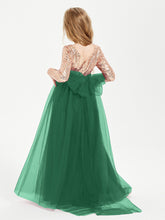 Glamorous Junior Bridesmaid Dresses Sequined Top Dark Green