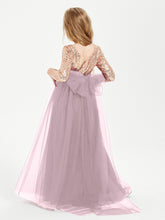 Glamorous Junior Bridesmaid Dresses Sequined Top Dusk