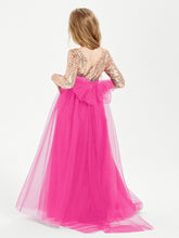 Glamorous Junior Bridesmaid Dresses Sequined Top Fuchsia