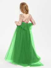 Glamorous Junior Bridesmaid Dresses Sequined Top Green