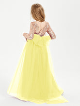 Glamorous Junior Bridesmaid Dresses Sequined Top Lemon