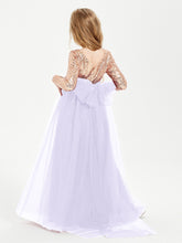 Glamorous Junior Bridesmaid Dresses Sequined Top Lilac