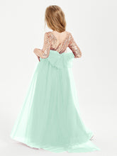 Glamorous Junior Bridesmaid Dresses Sequined Top Mint Green