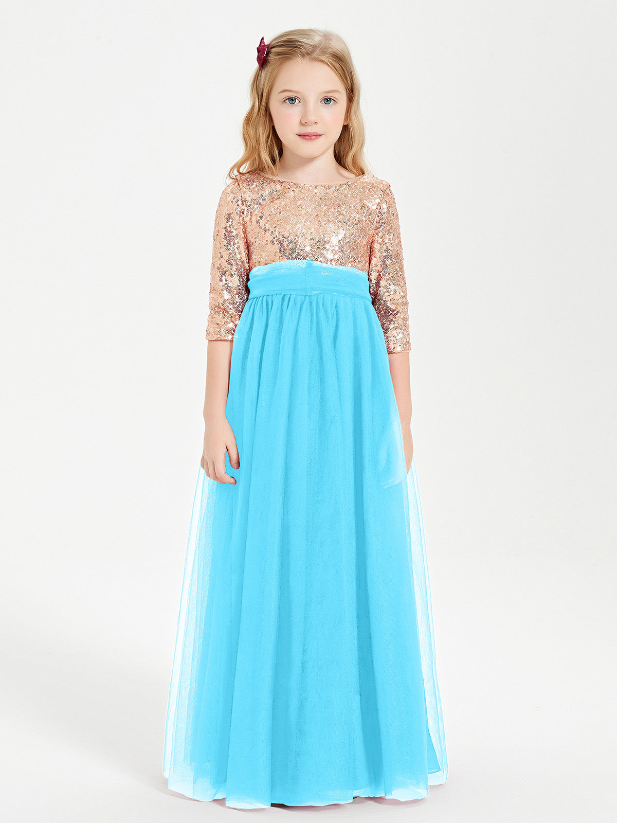 Halter Neckline Chiffon Junior Bridesmaid Dresses Pool