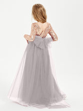 Glamorous Junior Bridesmaid Dresses Sequined Top Silver