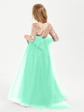 Glamorous Junior Bridesmaid Dresses Sequined Top Turquoise