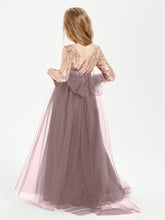 Glamorous Junior Bridesmaid Dresses Sequined Top Vintage Mauve
