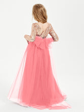 Glamorous Junior Bridesmaid Dresses Sequined Top Watermelon