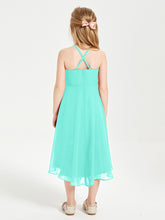 Trendy Tea Length Junior Bridesmaid Dresses Asymmetrical Skirt Spa