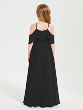 Off the Shoulder Long Junior Bridesmaid Dresses Black