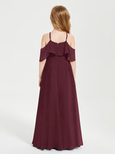 Off the Shoulder Long Junior Bridesmaid Dresses Cabernet