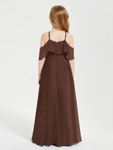 Off the Shoulder Long Junior Bridesmaid Dresses Chocolate