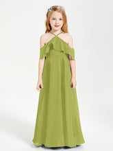 Off the Shoulder Long Junior Bridesmaid Dresses Clover