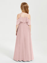 Off the Shoulder Long Junior Bridesmaid Dresses Dusty Rose
