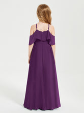 Off the Shoulder Long Junior Bridesmaid Dresses Grape