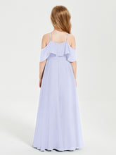 Off the Shoulder Long Junior Bridesmaid Dresses Lavender