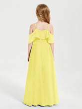 Off the Shoulder Long Junior Bridesmaid Dresses Lemon