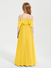 Off the Shoulder Long Junior Bridesmaid Dresses Marigold