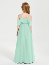 Off the Shoulder Long Junior Bridesmaid Dresses Mint Green