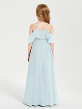 Off the Shoulder Long Junior Bridesmaid Dresses Mist