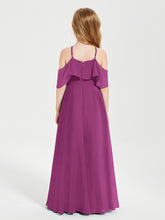 Off the Shoulder Long Junior Bridesmaid Dresses Orchid