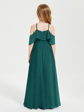 Off the Shoulder Long Junior Bridesmaid Dresses Peacock