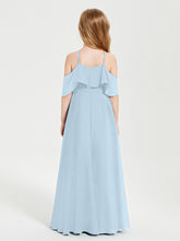 Off the Shoulder Long Junior Bridesmaid Dresses Sky Blue