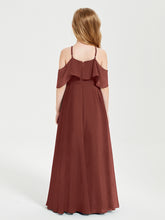 Off the Shoulder Long Junior Bridesmaid Dresses Terracotta