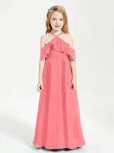 Off the Shoulder Long Junior Bridesmaid Dresses Watermelon