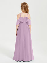 Off the Shoulder Long Junior Bridesmaid Dresses Wisteria