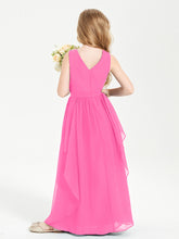 Boho Sleeveless Chiffon Junior Bridesmaid Dresses V-neck Azalea