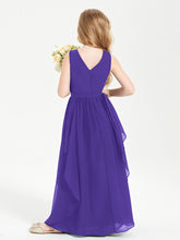 Boho Sleeveless Chiffon Junior Bridesmaid Dresses V-neck Regency