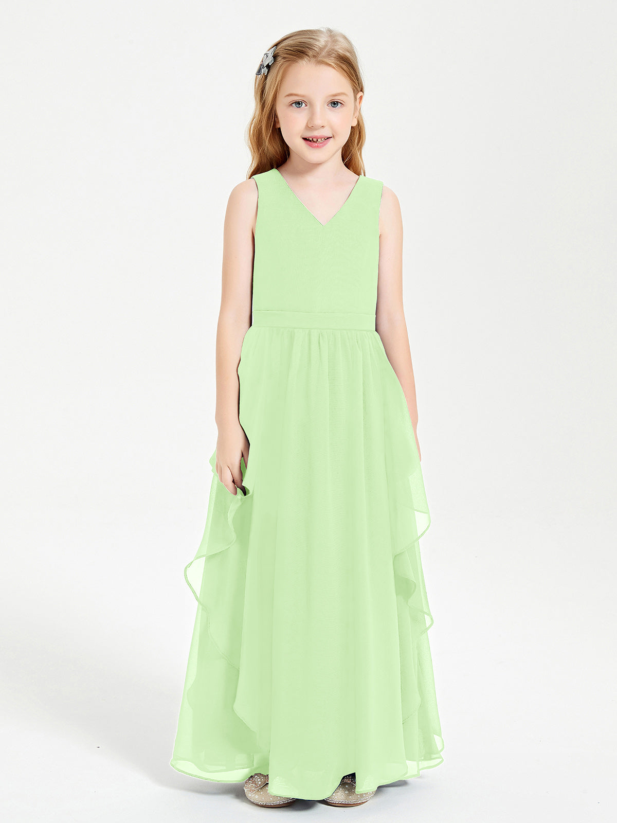 slim fit dress slacks Wedtrend Women Dusty Sage One Shoulder Lace and Chiffon Junior Bridesmaid Dress Wedding Guest Dress, Dusty Sage / J16 main image 0