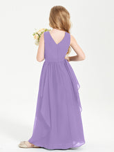 Boho Sleeveless Chiffon Junior Bridesmaid Dresses V-neck Tahiti