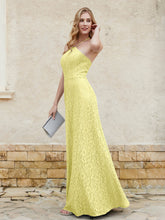 Halter Neck Sheath Lace Gown Daffodil