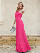 Halter Neck Sheath Lace Gown Fuchsia