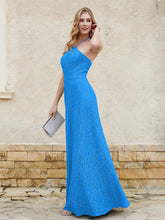Halter Neck Sheath Lace Gown Ocean Blue