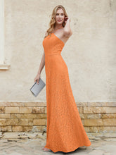 Halter Neck Sheath Lace Gown Orange