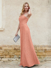 Halter Neck Sheath Lace Gown Papaya