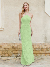 Halter Neck Sheath Lace Gown Sage