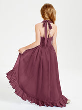 Boho Junior Bridesmaid Dresses Asymmetrical Cascading Skirt Mulberry