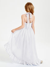 Boho Junior Bridesmaid Dresses Asymmetrical Cascading Skirt White