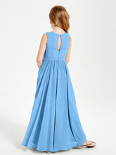 Elegant Sleeveless Junior Bridesmaid Dresses Blue