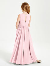 Elegant Sleeveless Junior Bridesmaid Dresses Blushing Pink