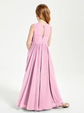 Elegant Sleeveless Junior Bridesmaid Dresses Candy Pink