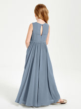 Elegant Sleeveless Junior Bridesmaid Dresses Dusty Blue
